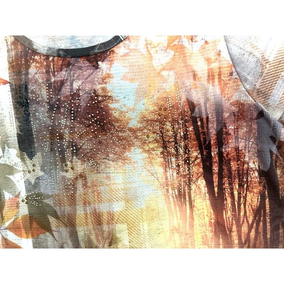 Christopher & Banks Extra LG Fall Scene Rhinestone Embellished Long Sleeve Top - Picture 9 of 10